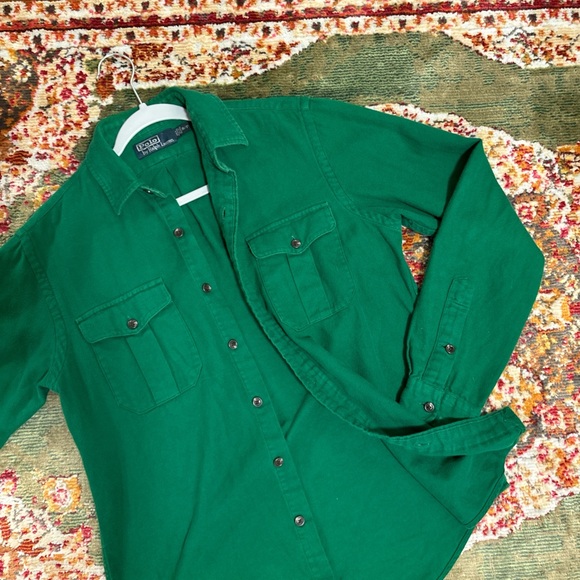 Ralph Lauren deep green button down/flannel - Picture 3 of 3